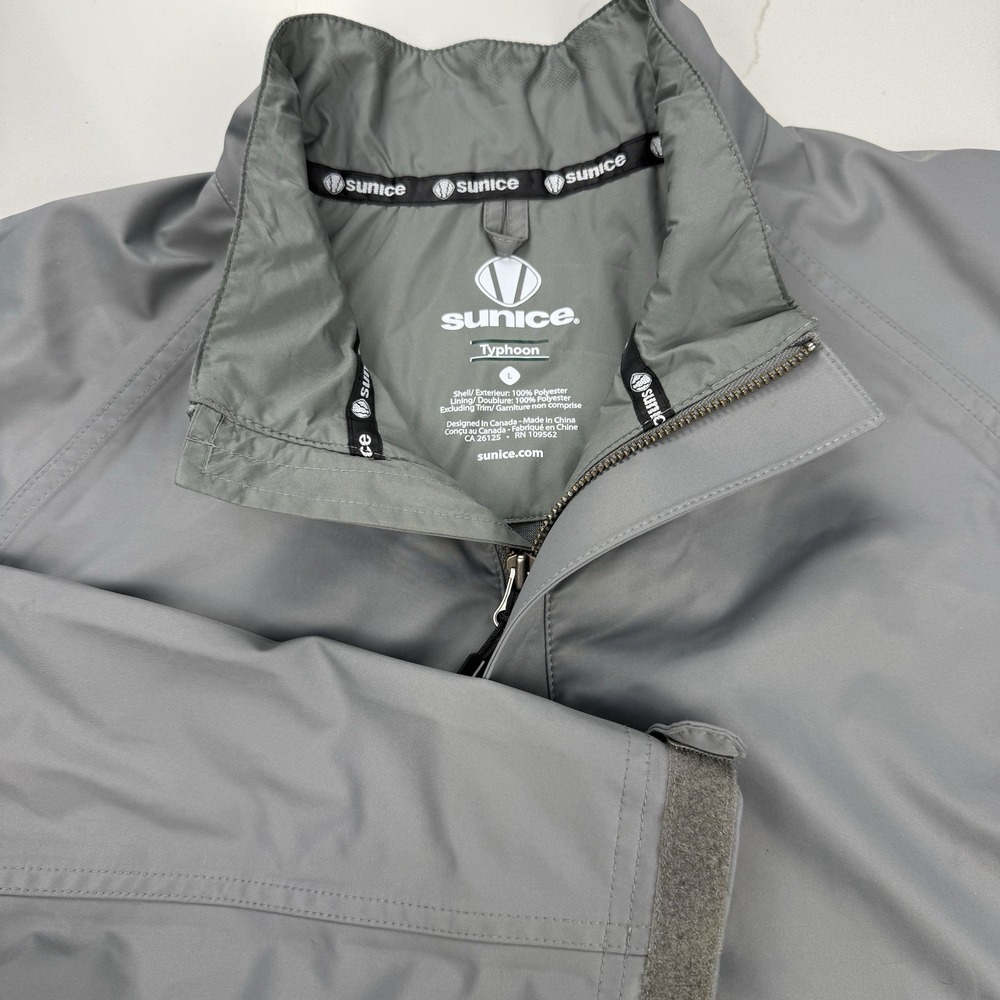 Sunice Typhoon Waterproof Rain Jacket Mens Large Gray Long Pockets Golf‎